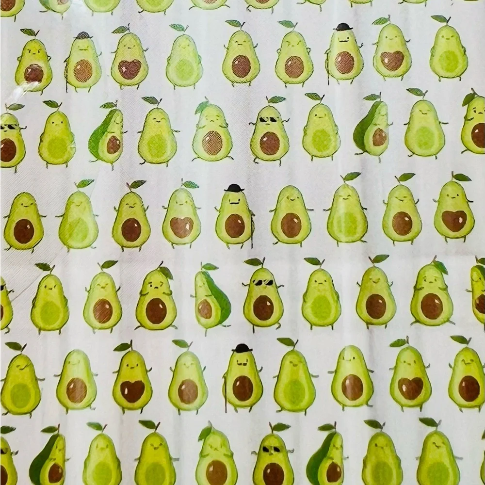Avocado Dudes Peva Shower Curtain Hat Sunglasses Mustache Fun